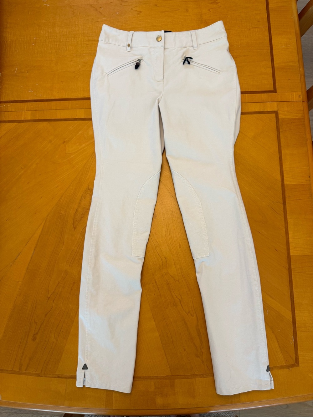 Cream Skinny Pants with Equestrian Details